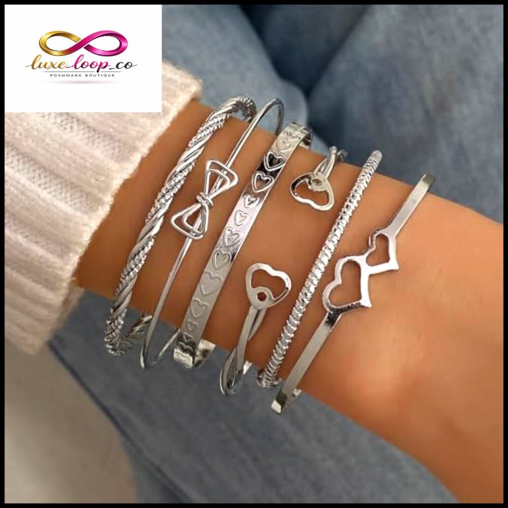 14k Gold Plated Stackable Bangle Bracelet Set, Ad… - image 2